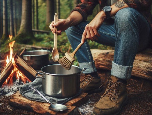 how to clean camping cookware