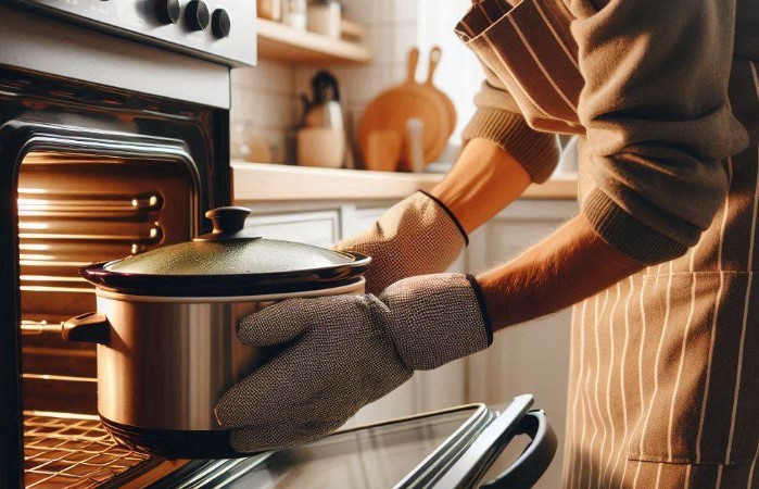 using a slow cooker pot in an oven